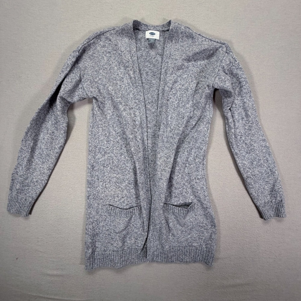 Old Navy Cardigan Women XL Grey Marled Open Front Longline Sweater
